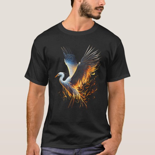 Fiery Snowy Egret Graphic Tees for Men Women Boys  (Vorderseite)