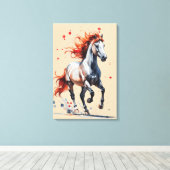 Fiery Spirit - Majestic Horse Watercolor Art Leinwanddruck (Insitu (Holzboden))