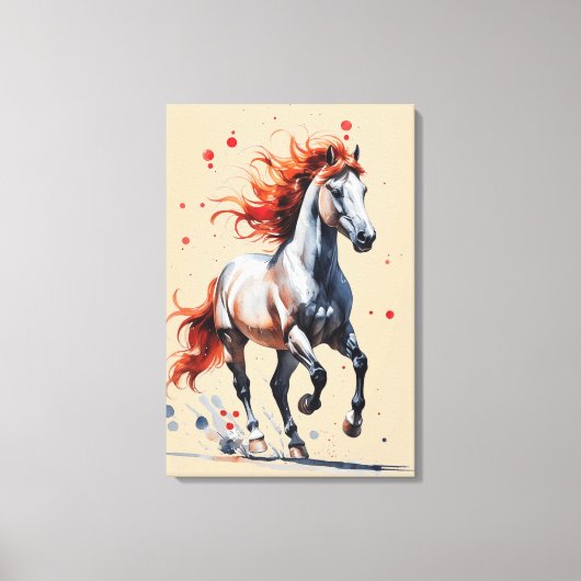 Fiery Spirit - Majestic Horse Watercolor Art Leinwanddruck (Vorderseite)