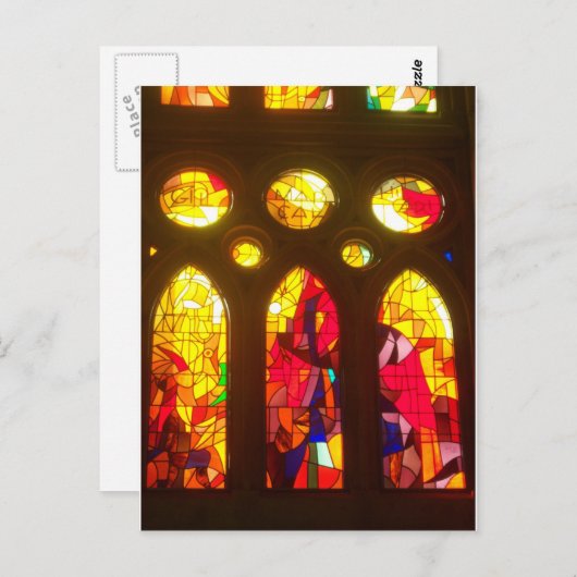Fiery Stached Glass Windows Postkarte (Vorne/Hinten)