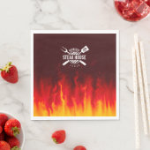 Fiery Steak House Napkins — Custom GRILLEN Flames Serviette (Beispiel)