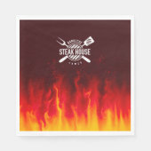 Fiery Steak House Napkins — Custom GRILLEN Flames Serviette (Vorderseite)