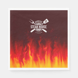 Fiery Steak House Napkins — Custom GRILLEN Flames Serviette