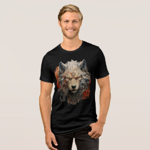Fiery Steampunk Wolf Wall Art Tri-Blend Shirt