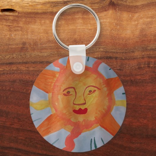 Fiery Sun Button Key Ring Schlüsselanhänger (Vorderseite)