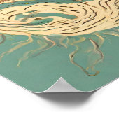 Fiery Sun on Green Sun Illustration Wall Art Print Poster (Ecke)