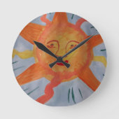 Fiery Sun Wall Clock Runde Wanduhr (Vorderseite)