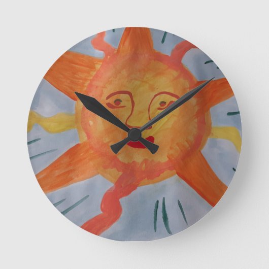 Fiery Sun Wall Clock Runde Wanduhr (Vorderseite)