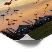 Fiery Sunset Kites - Festival Silhouette Poster (Ecke)
