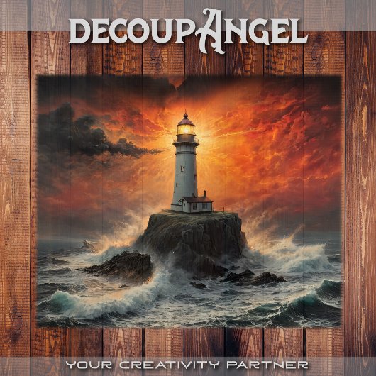 Fiery Sunset Lighthouse: Ein einsames Sentinel - d Seidenpapier