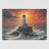 Fiery Sunset Lighthouse: Ein einsames Sentinel - d Seidenpapier (Vorderseite)