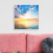 Fiery Sunset over Calm Ocean Waves Leinwanddruck (Insitu (Wohnzimmer))