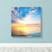 Fiery Sunset over Calm Ocean Waves Leinwanddruck (Insitu (Holzboden))