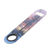 Fiery Sunset Snow Tall Spruce Speed Flaschenöffner (Rückseite Schrägansicht)