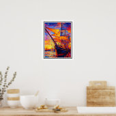 Fiery Sunset Tall Ship – Farbige impressionistisch Poster (Küche)