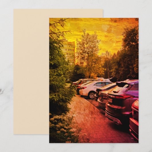 Fiery Sunset Urban Invitation – Customizable Einladung (Vorne/Hinten)