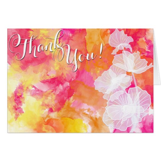 FIERY SUNSET WATERCOLOR HOLLYHOCK WEDD (Vorderseite (Horizontal))