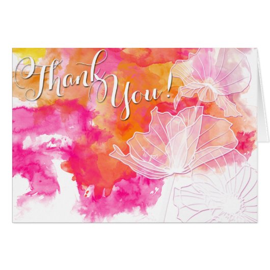 FIERY SUNSET WATERCOLOR HOLLYHOCK WEDD 2 (Vorderseite (Horizontal))