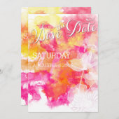 FIERY SUNSET WATERCOLOR HOLLYHOCK WEDD SAVE THE DATE (Vorne/Hinten)