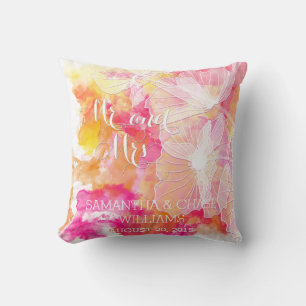 FIERY SUNSET WATERCOLOR HOLLYHOCK WEDEDPILLOW KISSEN