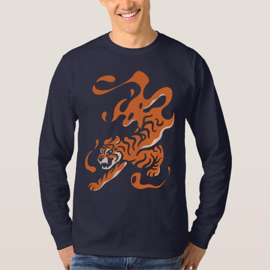 Fiery Tiger: Asiatisches kühnes Design T-Shirt (Vorderseite)