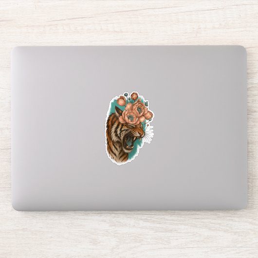 Fiery Tiger Bloom Aufkleber (Computer)