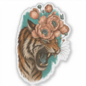 Fiery Tiger Bloom Aufkleber (Vorderseite)