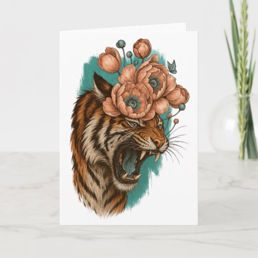 Fiery Tiger Bloom Dankeskarte (Vorderseite)