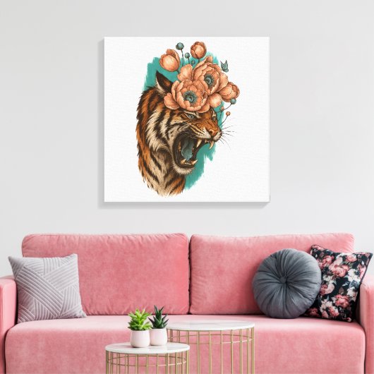 Fiery Tiger Bloom Leinwanddruck (Insitu (Wohnzimmer))