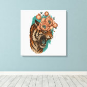 Fiery Tiger Bloom Leinwanddruck (Insitu (Holzboden))