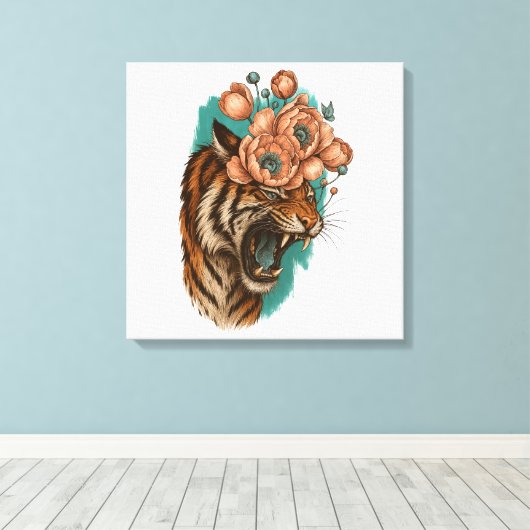 Fiery Tiger Bloom Leinwanddruck (Insitu (Holzboden))