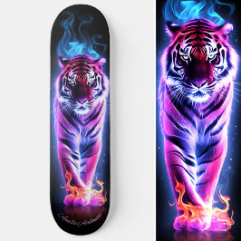 Fiery Tiger Pink & Blue Glows Cool Style Skateboard