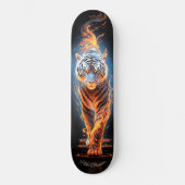 Fiery Tiger White & Blue Glows Cool Style Skateboard (Vorderseite)