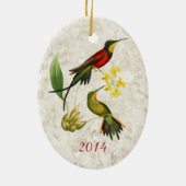 Fiery Topaz Hummingbirds Keramik Ornament (Hinten)
