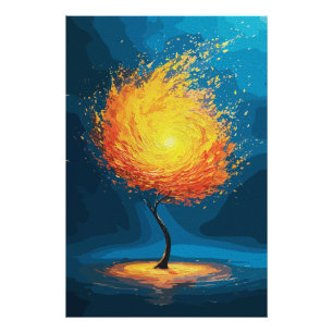 Fiery Tree of Life Abstrakte Naturkulisse Fotodruck