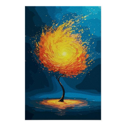 Fiery Tree of Life | Abstrakte Naturkulisse Poster (Vorderseite)
