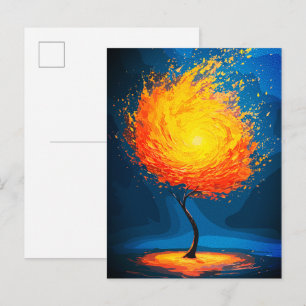 Fiery Tree of Life Abstrakte Naturkulisse Postkarte