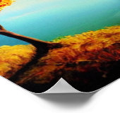 Fiery Trees on a Cliffside Oceanscape Poster (Ecke)
