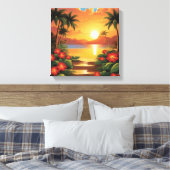 Fiery Tropical Sunset mit Palmen Leinwanddruck (Insitu (Schlafzimmer))