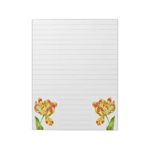 Fiery Tulips auf einem großen Notepad Notizblock