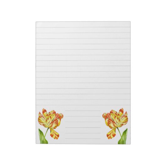 Fiery Tulips auf einem großen Notepad Notizblock (Rotiert)