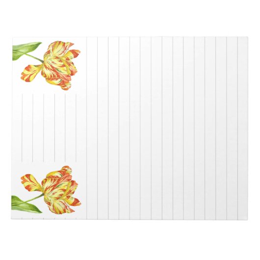 Fiery Tulips auf einem großen Notepad Notizblock (Vorderseite)