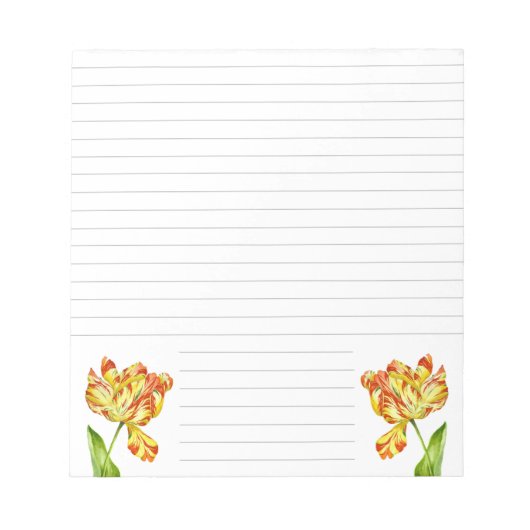 Fiery Tulips auf einem mittleren Editor Notizblock (Vorderseite)