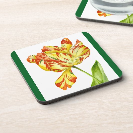 Fiery Tulips auf einem Set von Untersetzer (Linke Seite)