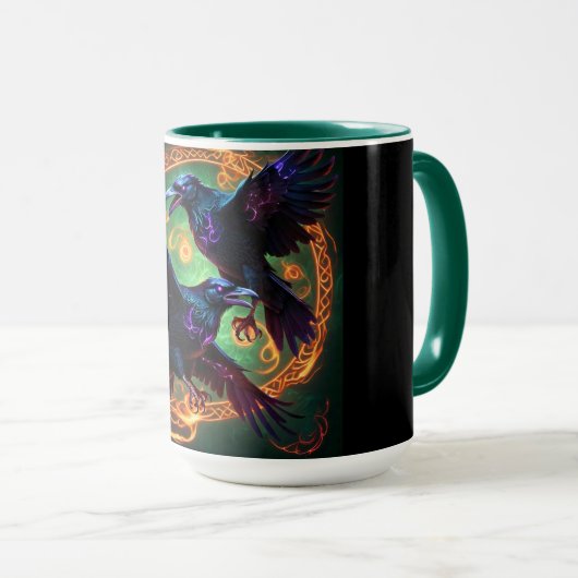 Fiery Two Ravens Tasse (VorderseiteRechts)