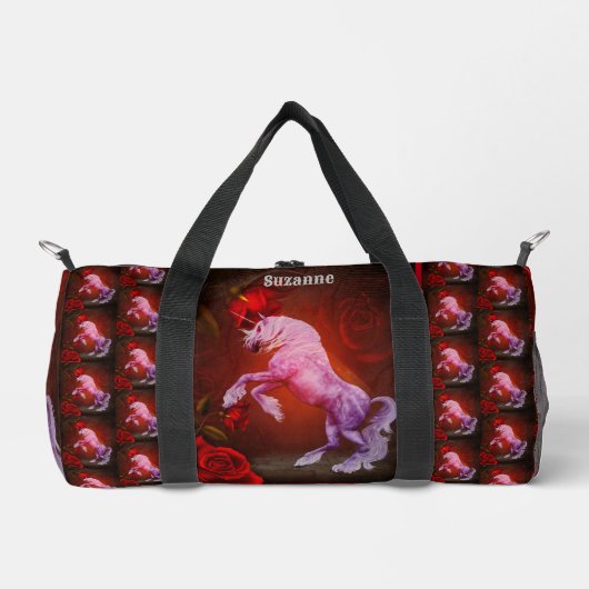 Fiery Unicorn Pferd Personalisiert Duffle Bag (Vorderseite)