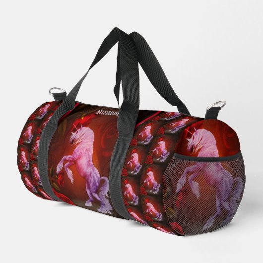 Fiery Unicorn Pferd Personalisiert Duffle Bag (Rechte Ecke)
