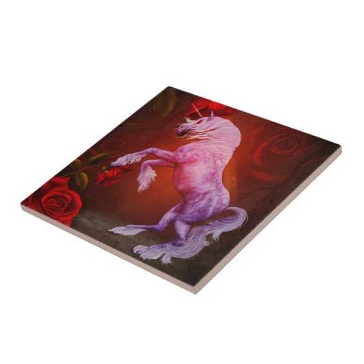 Fiery Unicorn Pferd und Rose Tier Fliese (Seite)