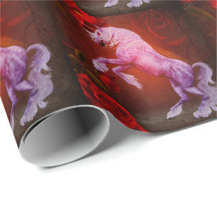Fiery Unicorn Pferd und Rose Tier Geschenkpapier