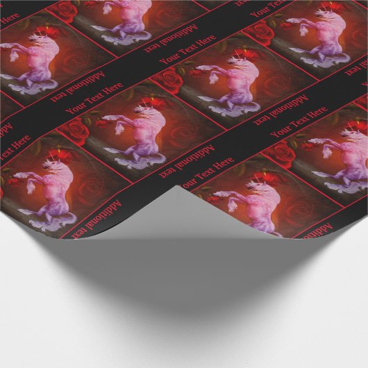 Fiery Unicorn Rose Fantasy Art Personalisiert Geschenkpapier (Ecke)